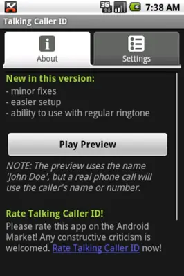 Talking Caller ID (free) android App screenshot 1